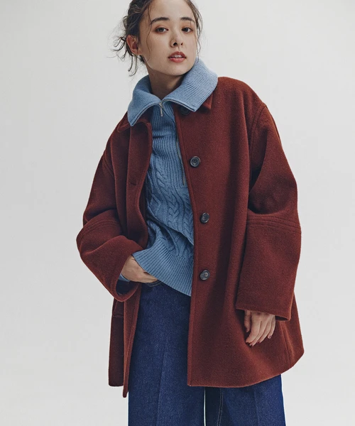 ステンカラーミディコート