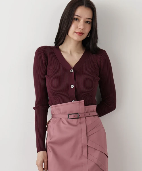 リブニットVネックカーディガン