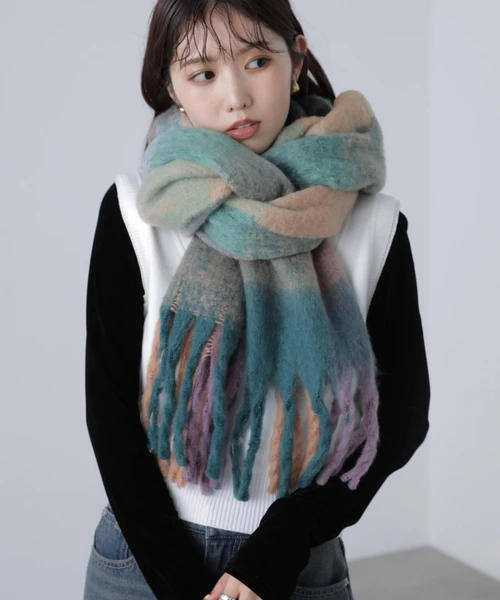 大判チェックストール