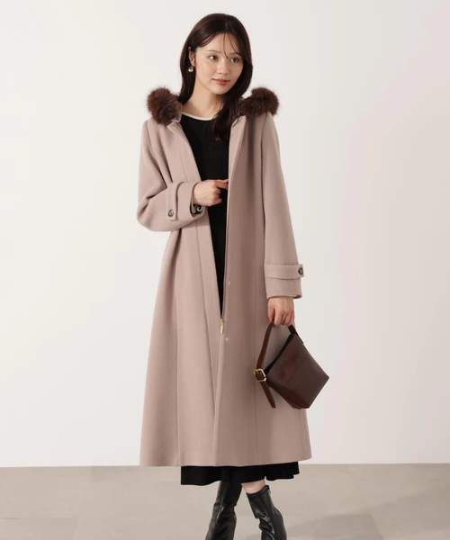 モッサフードフェイクファーロングコート