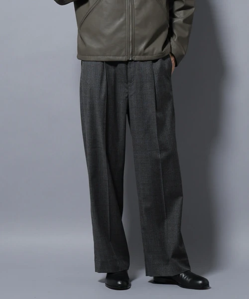 DELEGANTEエアリーサキソニー/CHK/ST ストレートFITパンツ(セットアップ可)