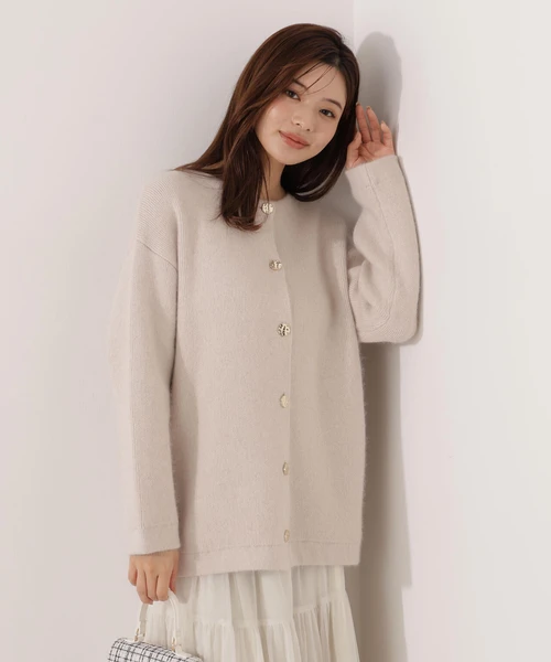 FOX混ダブルフェイスニットカーディガン