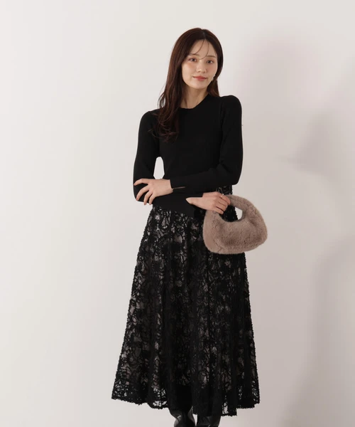 レースドッキングニットワンピース