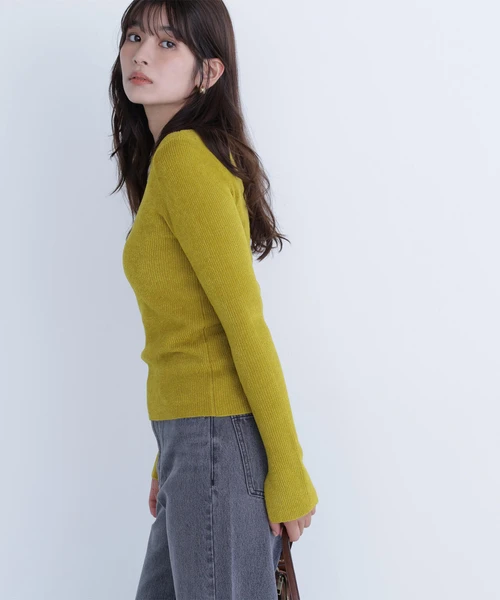 ボートネックモールリブニット