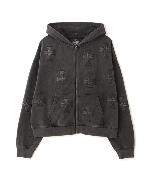 UNKNOWNLONDON/アンノウンロンドン/【LHP EXCLUSIVE】LEATHER CROSS ZIP HOODIE
