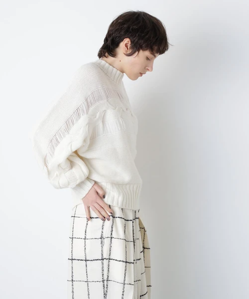ウールカシミヤケーブルニット