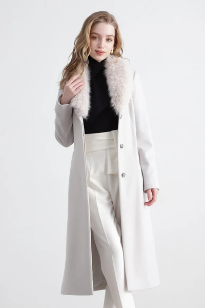 カシミヤ混ベルテッドコート