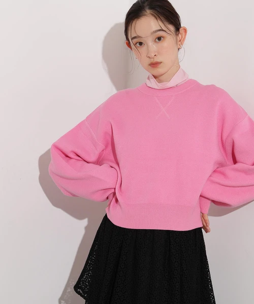 スウェットライクニットプルオーバー