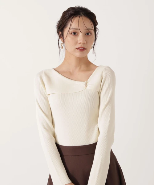 アシメパールデザインニット