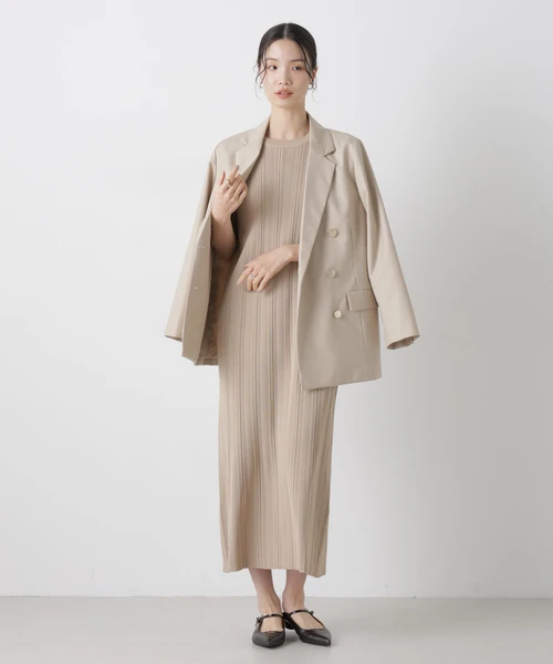 洗濯機洗い可スポンディッシュニットランダムリブワンピース