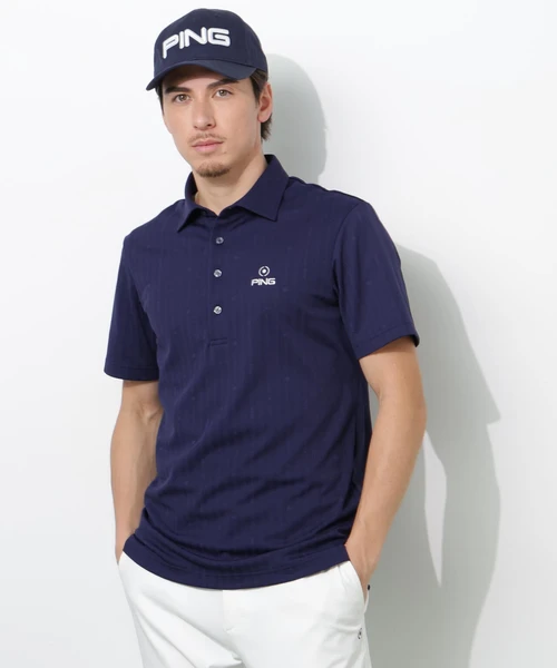 【PING APPAREL】凸凹ストライプジャガード半袖ポロシャツ ＜NATIVE＞ (MENS)