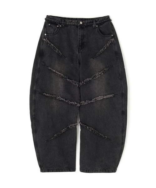 NOT4NERD/ノットフォーナード/CUT OFF CURVED DENIM PANTS