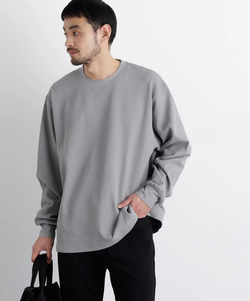 ワッフルプルオーバーTシャツ 長袖