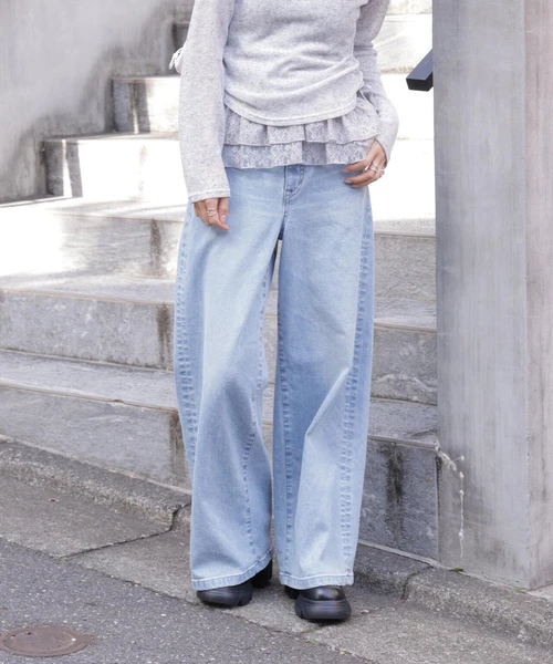 〈SOMETHING〉LISAワイドデニムパンツ XS別注