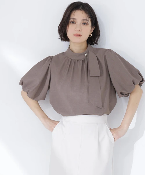 リネンライクサイドタイブラウス