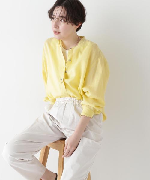 ラミーバンドカラーシャツブラウス