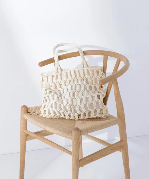 バイカラーマクラメトートバッグ