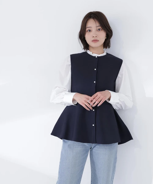 ペプラムニットジレ