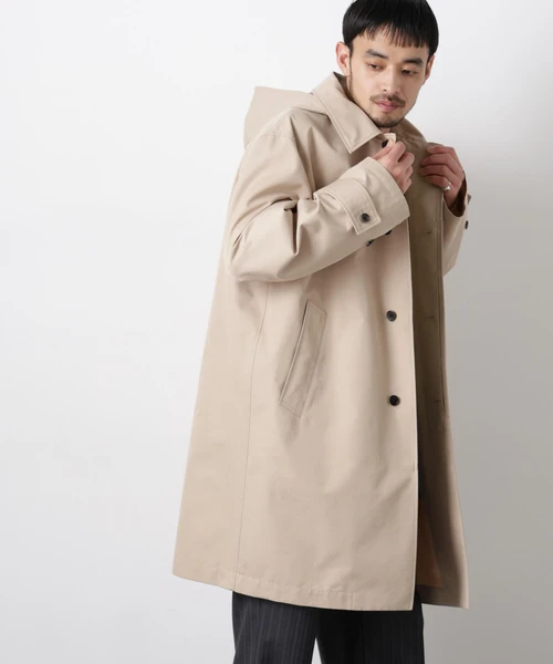 フーデッドステンカラーコート｢WARP PRINT｣ライニング