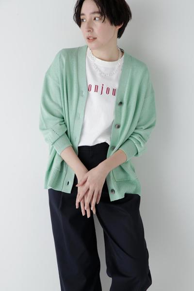 ペーパーヤーンミドル丈カーディガン