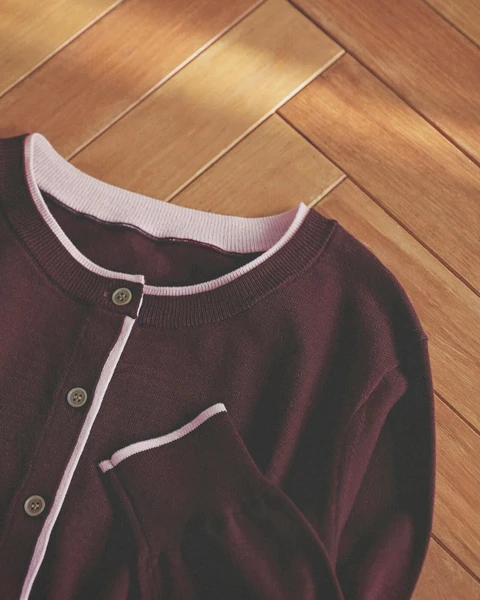 ＜EC限定カラー：ネイビー系＞＜ちょうど、いい服＞"それどこの？"褒められ配色カーディガン
