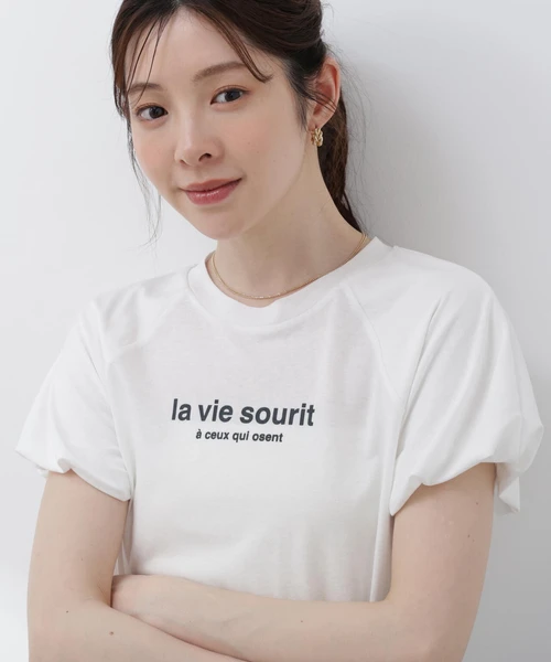 パフスリーブロゴTシャツ