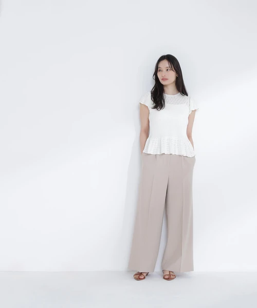 ナローリボンタックワイドパンツ
