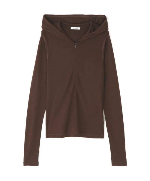 CLANE/クラネ/HALF ZIP WOOL HOODED TOPS
