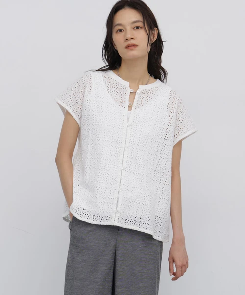 インドコットンアイレット刺繍ブラウス