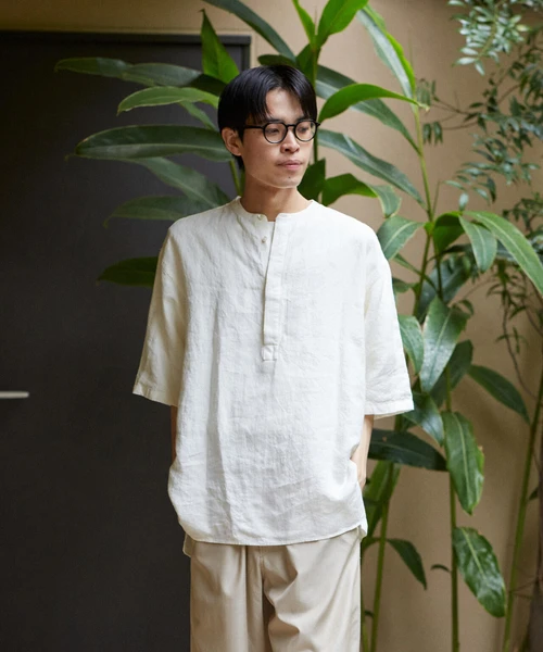 THE LIBRARY / LINEN PULL OVER SHIRT