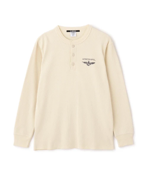 《直営店限定》HONEYCOMB WAFFLE HENRY NECK NAVAL T-SHIRT