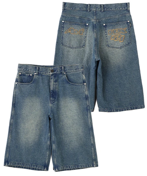 GOALERS EMBROIDERY DENIM SHORTS
