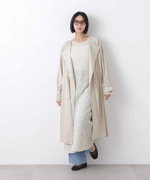 撥水&花粉ガード ドロストノーカラーコート