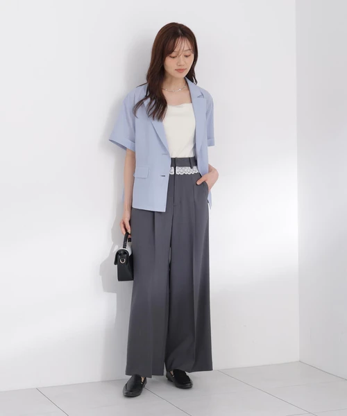 ＜a/mie＞ウエストレースワイドパンツ