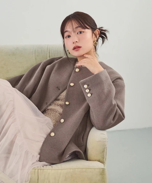 ＜EC限定カラー：モカ＞＜ちょうど、いい服＞"いつもの"が見違えるハーフコート