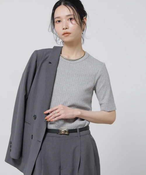 Anti Soaked(R) 汗染み防止クルーネックリブTシャツ