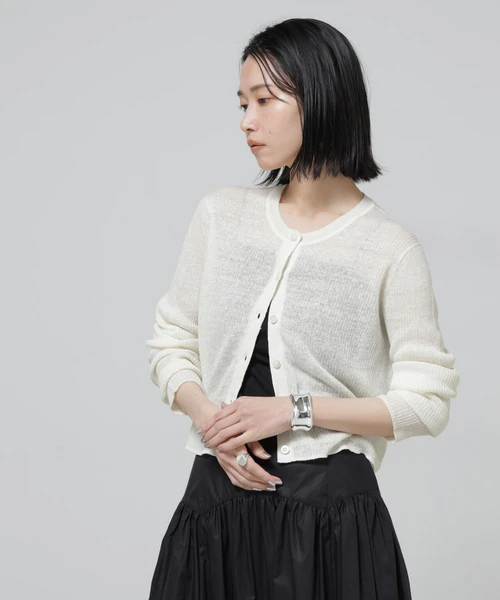 European Flax リブカーディガン