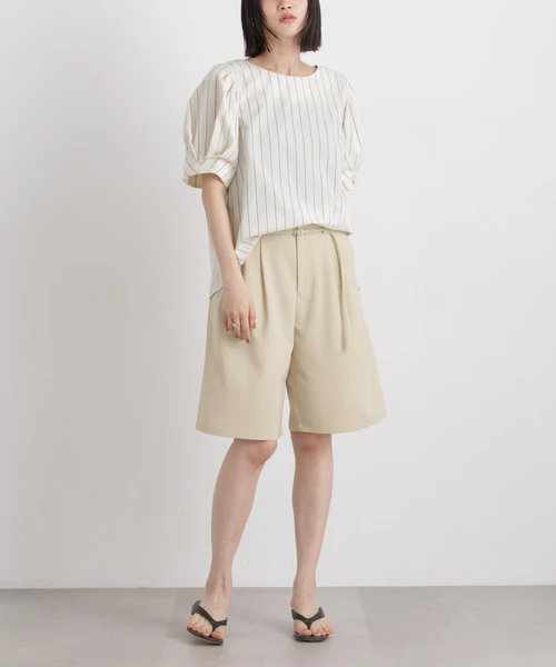 メランジストレッチベルト付ハーフパンツ(セットアップ可)