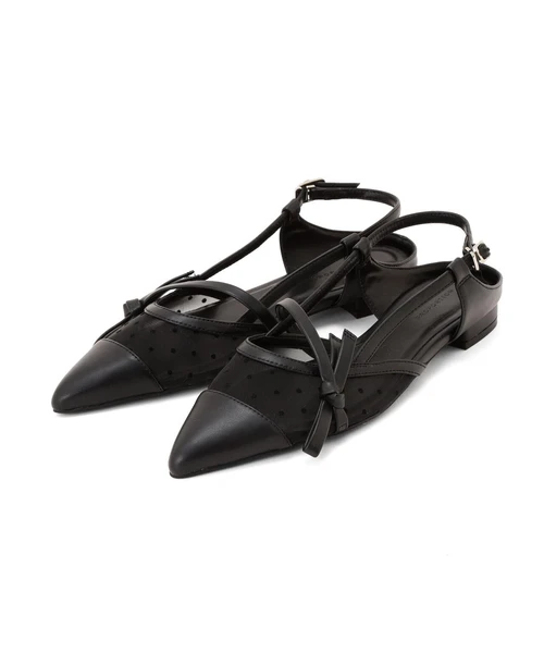 シアーリボンフラットシューズ