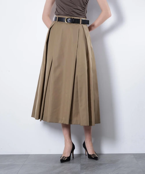 タックフレアタフタスカート_