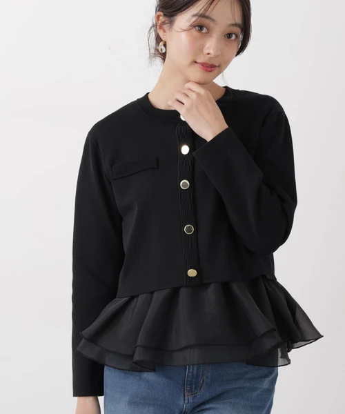 〈a/mie〉シルク混ニットカーディガン