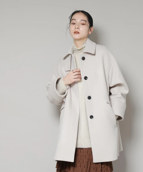 WooLoop Aラインステンカラーミドルコート